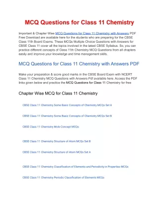 mcq questions for class 11 chemistry