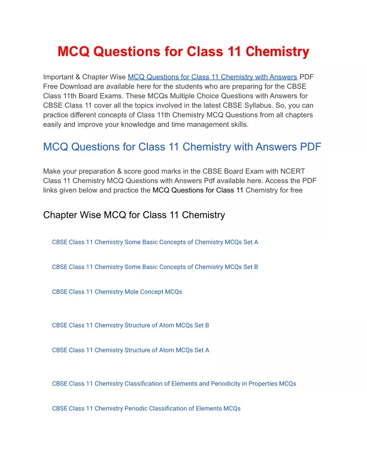 mcq questions for class 11 chemistry