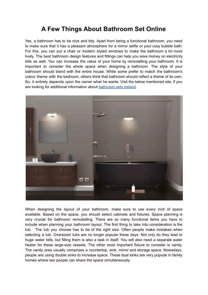 a few things about bathroom set online