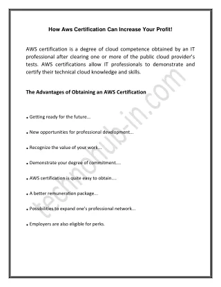 How Aws Certification Can Increase Your Profit!