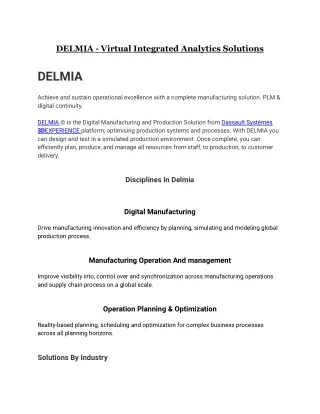 delmia virtual integrated analytics solutions