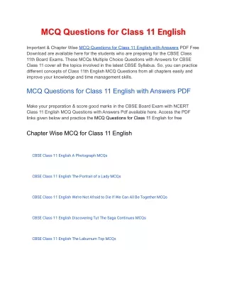 mcq questions for class 11 english