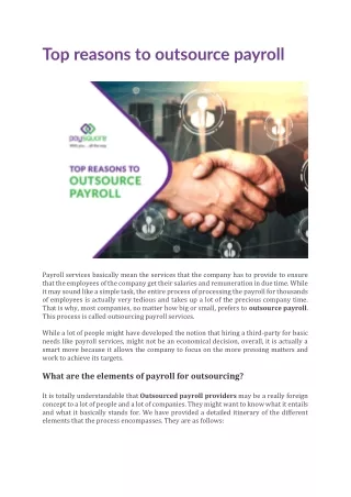 Top reasons to outsource payroll