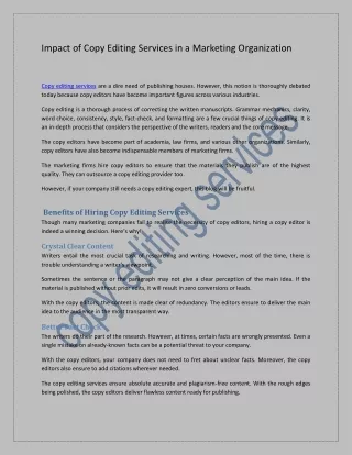 impact of copy editing services in a marketing