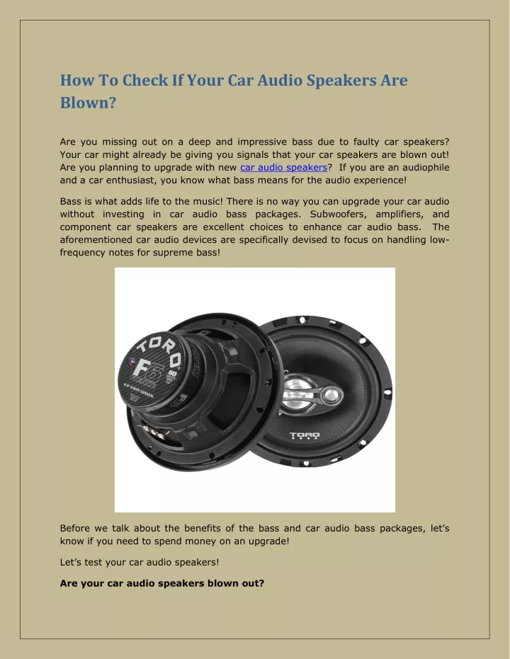 how to check if your car audio speakers are blown