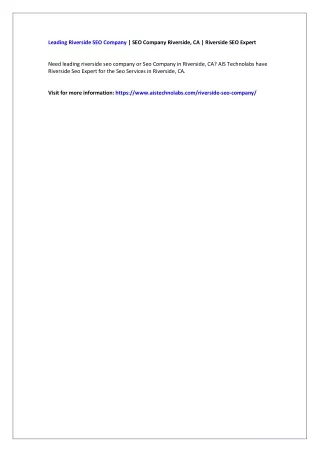 Leading Riverside SEO Company | SEO Company Riverside, CA | Riverside SEO Expert