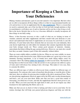 Importance of Keeping a Check on Your Deficiencies
