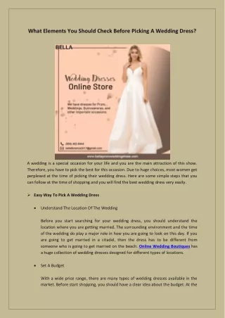 What Elements You Should Check Before Picking A Wedding Dress?