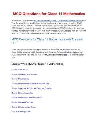 mcq questions for class 11 mathematics