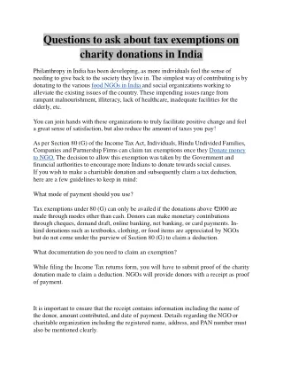 Questions to ask about tax exemptions on charity donations in India-converted