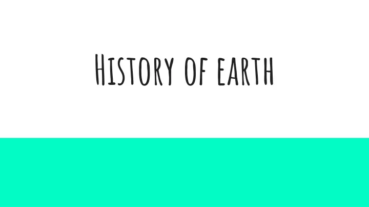 history of earth