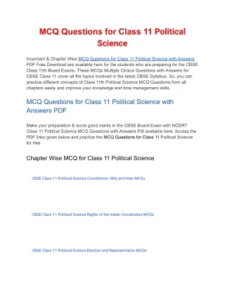 mcq questions for class 11 political science