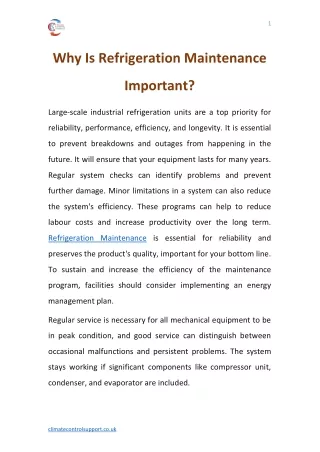 Why Is Refrigeration Maintenance Important?