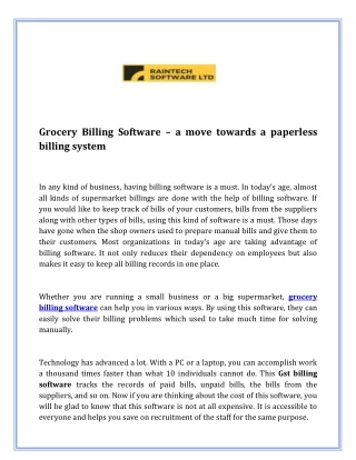 Grocery Billing Software – a move towards a paperless billing system