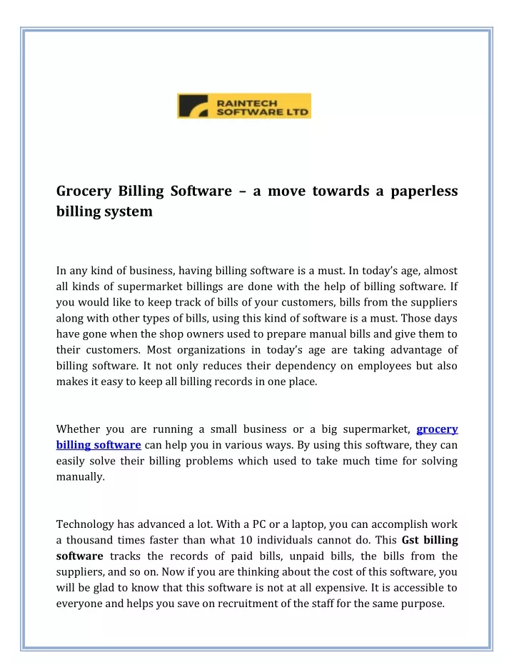 grocery billing software a move towards