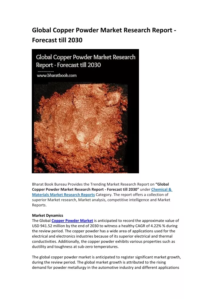 global copper powder market research report