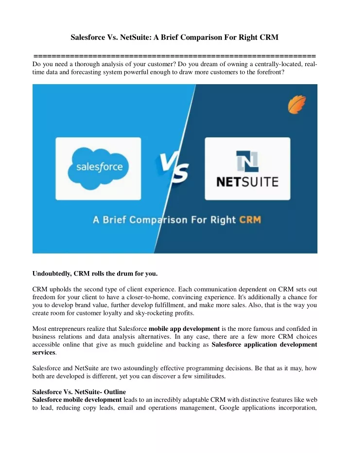salesforce vs netsuite a brief comparison