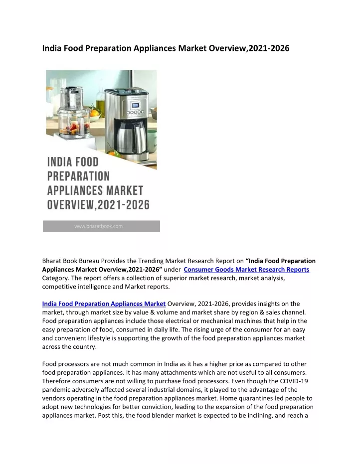 india food preparation appliances market overview