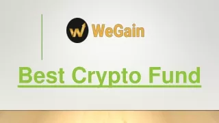 WeGain is the world’s first crypto fund.