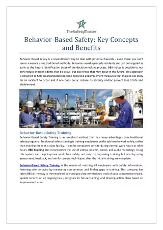 behavior based safety key concepts and benefits