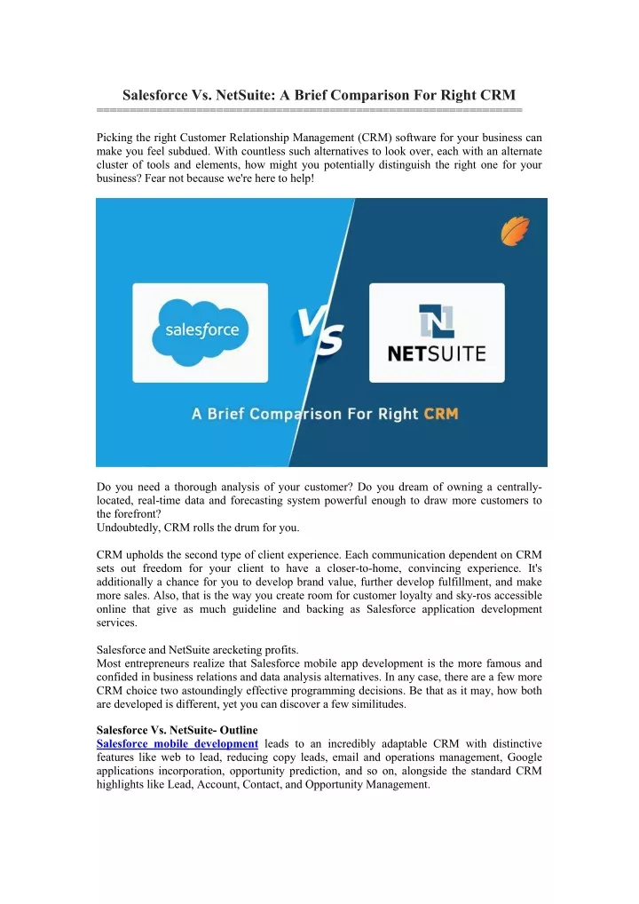 salesforce vs netsuite a brief comparison