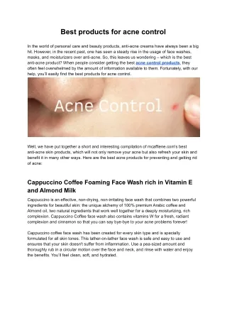 best products for acne control