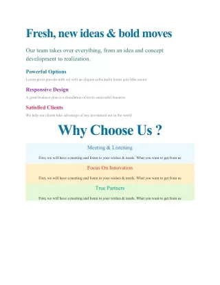 fresh new ideas bold moves