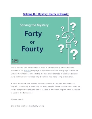 solving the mystery forty or fourty