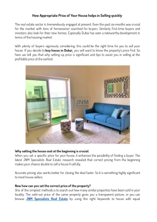 how appropriate price of your house helps