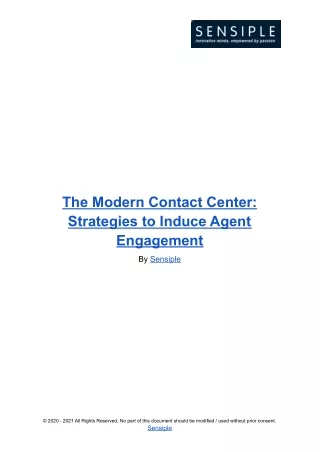 The Modern Contact Center_ Strategies to Induce Agent Engagement