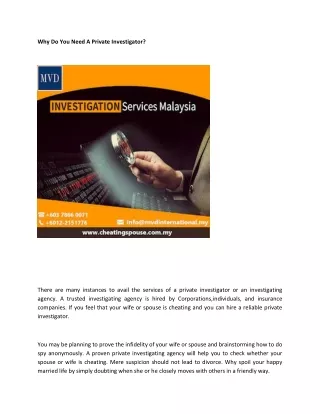 why do you need a private investigator