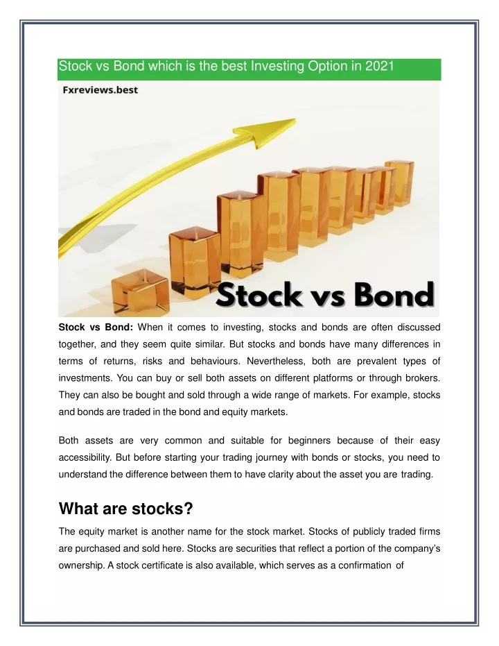 stock vs bond which is the best investing option