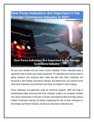 how forex indicators are important in the foreign commerce industry in 2021