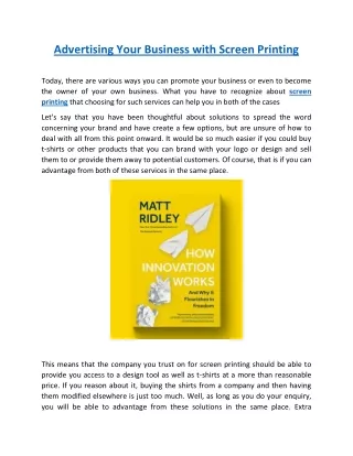 advertising your business with screen printing