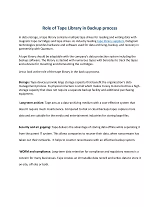 Role of Tape Library in Backup process