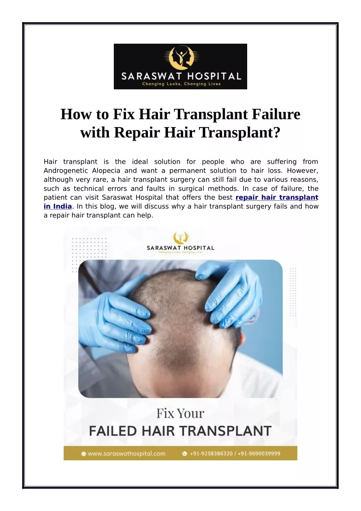 how to fix hair transplant failure with repair