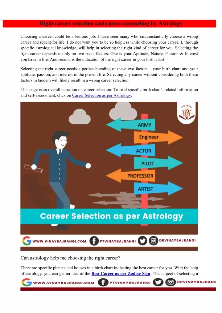 right career selection and career counseling