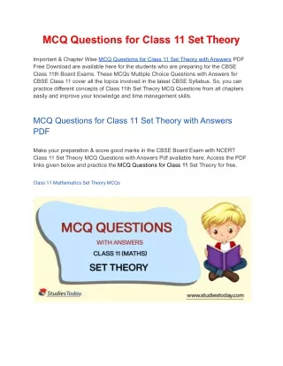 mcq questions for class 11 set theory