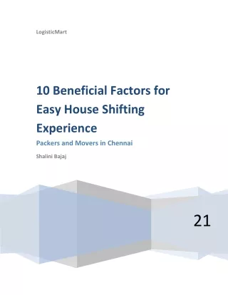 10 Beneficial Factors for Easy House Shifting Experience