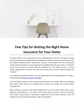 Few Tips for Getting the Right Home Insurance for Your Home