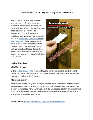 The Pros and Cons of Keyless Entry for Homeowners in Hialeah, FL