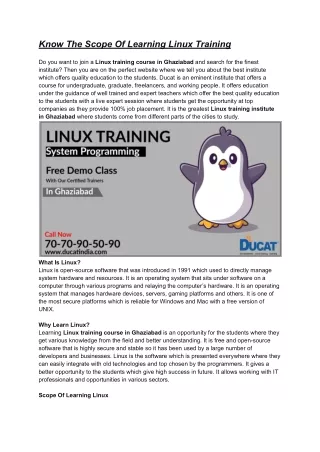 know the scope of learning linux training