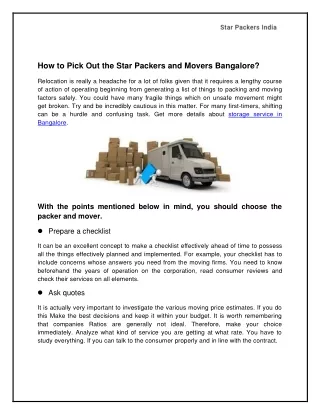 How to Pick Out the Star Packers and Movers Bangalore?