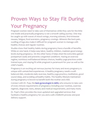 Proven Ways to Stay Fit During Your Pregnancy