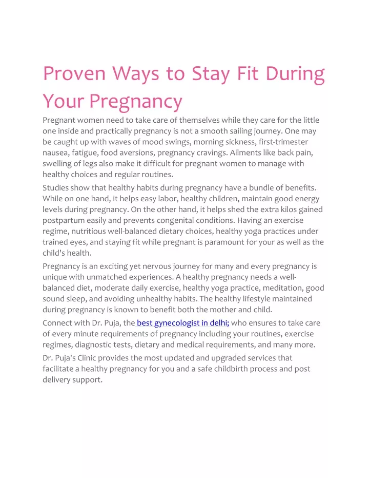 proven ways to stay fit during your pregnancy