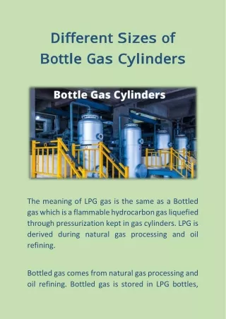Different Sizes of Bottle Gas Cylinders