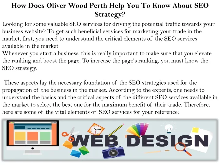 how does oliver wood perth help you to know about