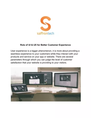 ROLE OF UI & UX FOR BETTER CUSTOMER EXPERIENCE