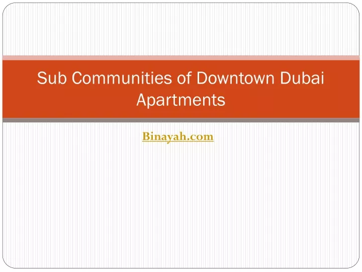 sub communities of downtown dubai apartments