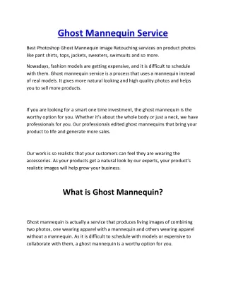 Ghost Mannequin Service